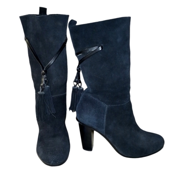 Very Volatile Suede Convertable Tassel Boots in Black Size 7 - Picture 2 of 11